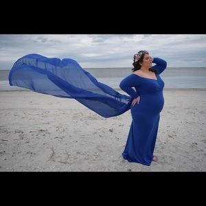 Blue maternity photoshoot dress plus size 2x